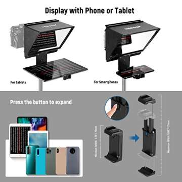 NEEWER Teleprompter for Camera & Smartphone, 9 Inch All Metal, Remote Control Via NEEWER Teleprompter APP Bluetooth Connection, Prompting Compatible with iPhone & iPad 9.7 Inch or Smaller, X1 Pro