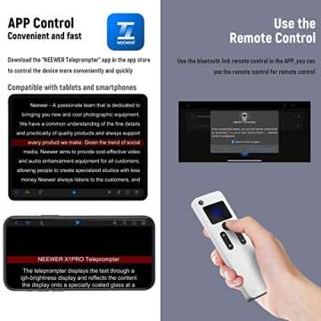 NEEWER Teleprompter for Camera & Smartphone, 9 Inch All Metal, Remote Control Via NEEWER Teleprompter APP Bluetooth Connection, Prompting Compatible with iPhone & iPad 9.7 Inch or Smaller, X1 Pro