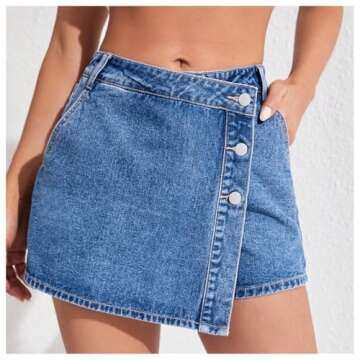 WDIRARA Women's High Waisted Denim Skort for Casual Chic