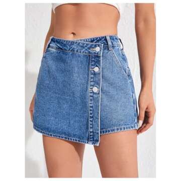 WDIRARA Women's High Waisted Denim Skort for Casual Chic