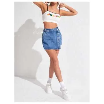 WDIRARA Women's High Waisted Denim Skort for Casual Chic