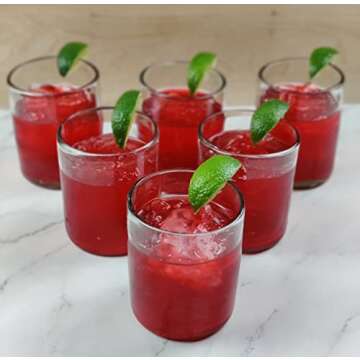 Dos Sueños Hand Blown Mexican Drinking Glasses – Set of 6 Natural Clear Tumbler Glasses (10 oz ea...