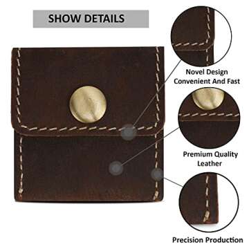 The Antiq Leather Ring Pouch, Brown Leather Ring Holder Wedding Ring Case for Men & Women - Full Grain Leather Pouch Engagement Ring Holder - Handcrafted Leather Ring Case Bridal Jewellery Storage