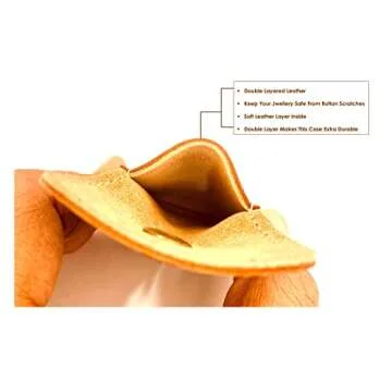 The Antiq Leather Ring Pouch, Brown Leather Ring Holder Wedding Ring Case for Men & Women - Full Grain Leather Pouch Engagement Ring Holder - Handcrafted Leather Ring Case Bridal Jewellery Storage