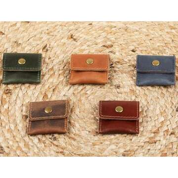 The Antiq Leather Ring Pouch, Brown Leather Ring Holder Wedding Ring Case for Men & Women - Full Grain Leather Pouch Engagement Ring Holder - Handcrafted Leather Ring Case Bridal Jewellery Storage