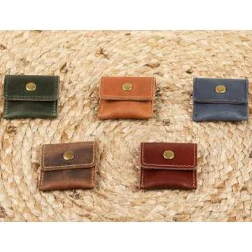 The Antiq Leather Ring Pouch, Brown Leather Ring Holder Wedding Ring Case for Men & Women - Full Grain Leather Pouch Engagement Ring Holder - Handcrafted Leather Ring Case Bridal Jewellery Storage