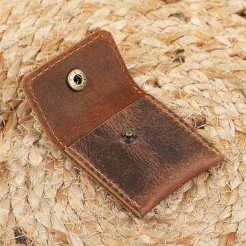 The Antiq Leather Ring Pouch, Brown Leather Ring Holder Wedding Ring Case for Men & Women - Full Grain Leather Pouch Engagement Ring Holder - Handcrafted Leather Ring Case Bridal Jewellery Storage