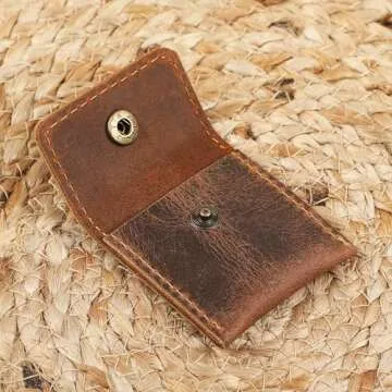 The Antiq Leather Ring Pouch, Brown Leather Ring Holder Wedding Ring Case for Men & Women - Full Grain Leather Pouch Engagement Ring Holder - Handcrafted Leather Ring Case Bridal Jewellery Storage
