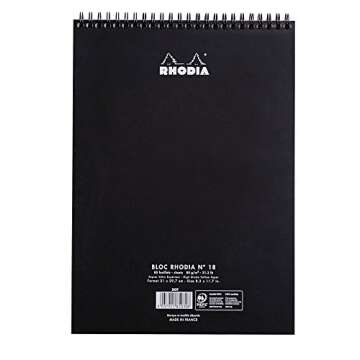 Rhodia Wirebound Notepad, A4, Dot - Black (185039C)