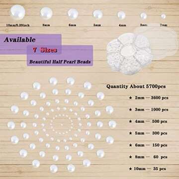 5700 Pcs Half Flatback Pearls gems for Crafts,[Nail] [Pearl]s for [Nail]s Art for Crafting DIY Acces...