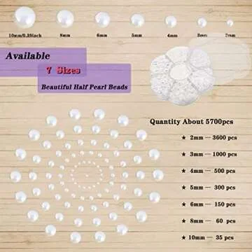 5700 Pcs Half Flatback Pearls gems for Crafts,[Nail] [Pearl]s for [Nail]s Art for Crafting DIY Acces...