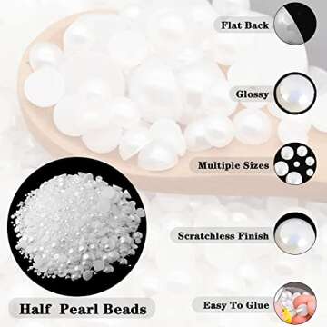 5700 Pcs Half Flatback Pearls gems for Crafts,[Nail] [Pearl]s for [Nail]s Art for Crafting DIY Accessory for Makeup,White Neatly Organized for Artists Creative (2/3/4/5/6/8/10mm)