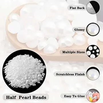5700 Pcs Half Flatback Pearls gems for Crafts,[Nail] [Pearl]s for [Nail]s Art for Crafting DIY Accessory for Makeup,White Neatly Organized for Artists Creative (2/3/4/5/6/8/10mm)