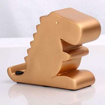 Plinrise Desk Tyrannosaurus Cell Phone Stand Mounts, Compatible Cute Dinosaur Stand for Mobile Phone & Tablet, Decorative Candy Color Phone Holder for Home & Office (Gold)