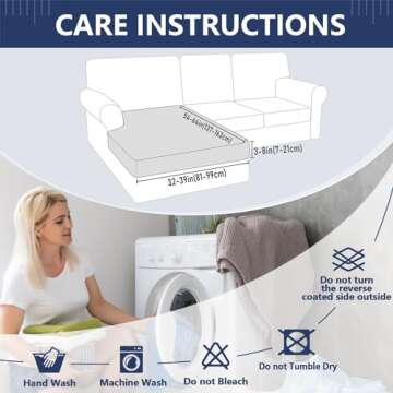 hyha Waterproof Chaise Couch Cushion Covers, Sectional Sofa Slipcovers Washable, Thick Jacquard Fabric, L Shape Couch Covers for Sectional Sofa for Pets (1 Piece for Chaise, Grey)