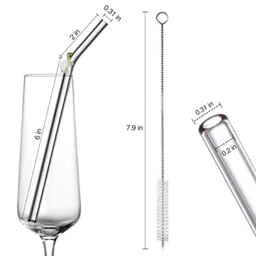 6-Pack Turtle Glass Straws - Eco-Friendly and Adorable
