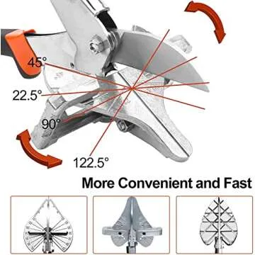 Miter Shears for Angular Cutting Molding,Quarter Round Cutting Tool,0-135 Degree Adjustable Angle Trim Shear,Multifunctional Trunking Shears for Cutting Soft Wood, Plastic, PVC and more