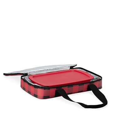Swig Life Insulated Casserole Carrier, Buffalo Plaid Dishi Casserole Carriers for Hot or Cold Food, Fits Standard 9 x 13 Dish, Keeps Food Hot 3+ Hours or Cold 4+ Hours for Easy Transport