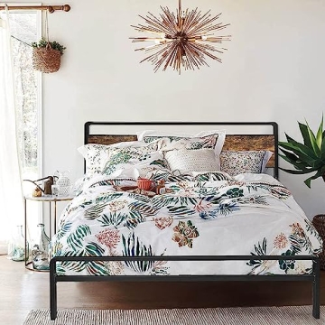 JOM Queen Bed Frame with Headboard Modern Design