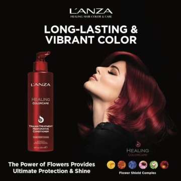 L'ANZA Healing ColorCare Trauma Treatment Restorative Conditioner, Extends Color Longevity, For Healthy and Vibrant Color with Split End Repair & Damaged Hair Treatment, Luxury Hair Care (6.8 Fl Oz)