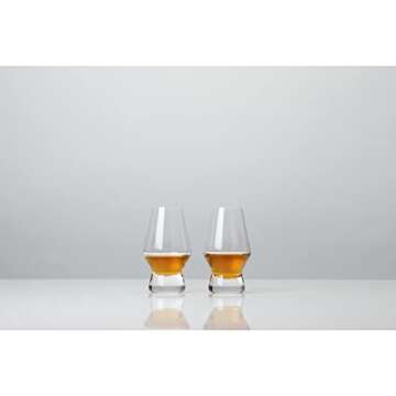 Viski Footed Crystal Scotch Glasses Set of 2 - Premium Liquor Drinking Glass, Classic Whiskey Bourbon Glasses and Scotch Glass Gift Set, 8 oz