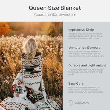 Ecuadane Southwestern Throw Blanket for Comfort and Style