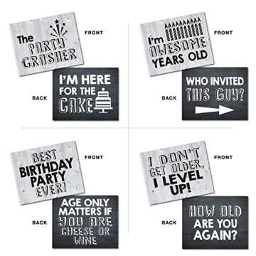 UP THE MOMENT Birthday Photo Booth Props - 20 Designs, 8x10, Double Sided, Funny Adult Birthday Phot...