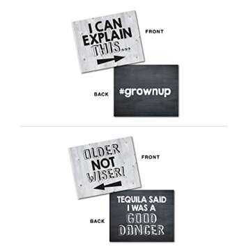 UP THE MOMENT Birthday Photo Booth Props - 20 Designs, 8x10, Double Sided, Funny Adult Birthday Photo Booth Props, 30th 40th 50th 60th 70th 80th 90th Birthday Prop Signs