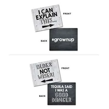 UP THE MOMENT Birthday Photo Booth Props - 20 Designs, 8x10, Double Sided, Funny Adult Birthday Photo Booth Props, 30th 40th 50th 60th 70th 80th 90th Birthday Prop Signs