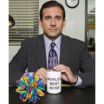 NBC The Office World's Best Boss Dunder Mifflin Ceramic Mug, White 15 oz - Official Michael Scott Mug As Seen On The Office