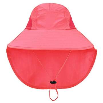 Kids Girls Sun Hat with Neck Flap - Adjustable Children Wide Brim Summer UPF50+ Sun Protection Mesh ...