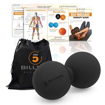 5BILLION Peanut Massage Ball - Double Lacrosse Massage Ball & Mobility Ball for Physical Therapy - Deep Tissue Massage Tool for Myofascial Release, Muscle Relaxer, Acupoint Massage (Black)