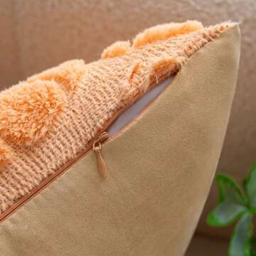 COSIBONO Pumpkin Fall Decorative Throw Pillow Covers 18"x18", Set of 2 Light Gold Soft Faux Fur Pill...