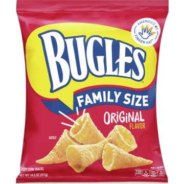 Bugles Original Crispy Corn Snacks, Family Size, 14.5 oz