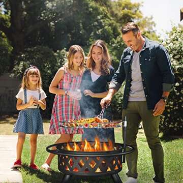 Amopatio Fire Pit for Outside, 30 Inch Large Outdoor Wood Burning Fire Pits, Patio Backyard Firepit ...