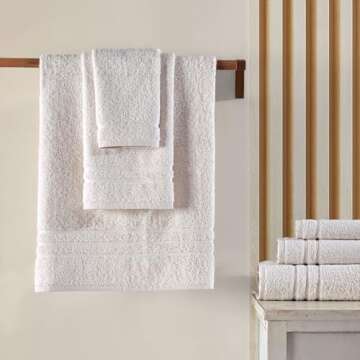 Hawmam Linen Cream 6 Piece Bath Towels Set for Bathroom Original Turkish Cotton Soft, Absorbent and Premium 2 Bath Towels, 2 Hand Towels, 2 Washcloths (Sea Salt)