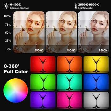 GreatLPT RGB Video Light, RGB Camera Light with 360° Full Color, CRI 95+ 2500-8500K Dimmable, 2000m...