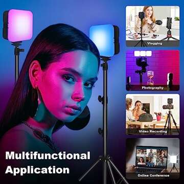 GreatLPT RGB Video Light, RGB Camera Light with 360° Full Color, CRI 95+ 2500-8500K Dimmable, 2000mAh Rechargeable Portable Photography Lighting with OLED Display & 3 Cold Shoe