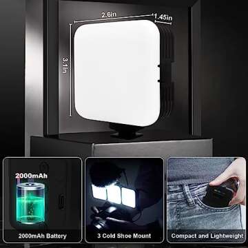 GreatLPT RGB Video Light, RGB Camera Light with 360° Full Color, CRI 95+ 2500-8500K Dimmable, 2000mAh Rechargeable Portable Photography Lighting with OLED Display & 3 Cold Shoe