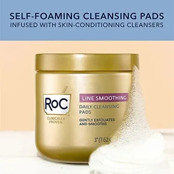 RoC Resurfacing Disks, Hypoallergenic Exfoliating Makeup Remover Pads for Wrinkles and Skin Tone, Oil-Free Daily Cleanser, Stocking Stuffers for Men & Women, 28 Count (Packaging May Vary)