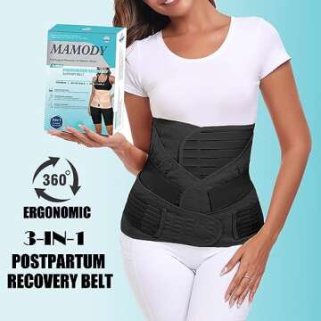 MAMODY 3 in 1 Postpartum Belly Support Recovery Wrap – Essential After Birth Abdominal Binder