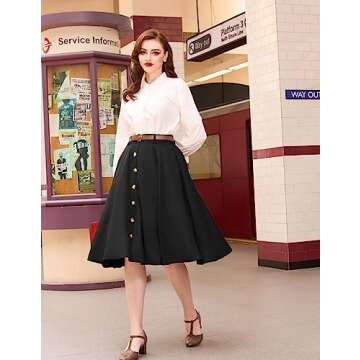Elegant Plus Size A-Line Midi Skirt - High Waisted Flare