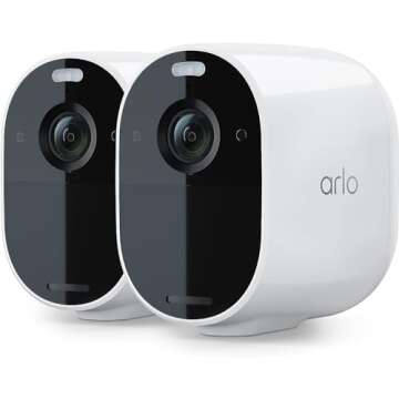 Arlo Essential Spotlight Camera - 2 Count (Pack of 1) Wireless Security, 1080p Video, Color Night Vi...