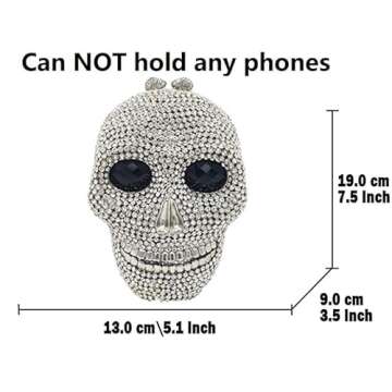 Boutique De FGG Gold Skull Crystal Clutch Purse Women Rhinestone Evening Handbags Party Prom Hallowe...