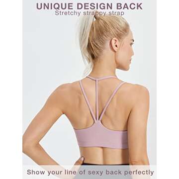 FITTIN Strappy Sports Bra for Women Sexy Cute Halter Sports Bra Medium Support Yoga Bra with Removable Cups