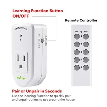 BN-LINK Wireless Remote Control Outlet Switch for Lights and Fans