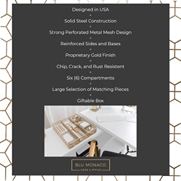 Elegant BLU MONACO Gold Desk Drawer Organizer for Office