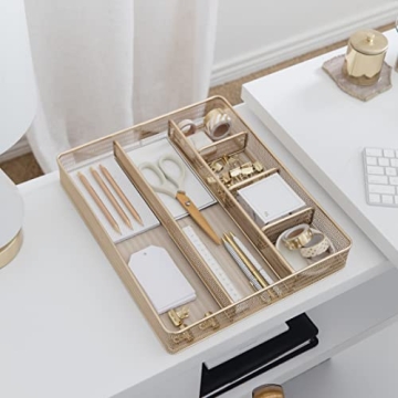Elegant BLU MONACO Gold Desk Drawer Organizer for Office