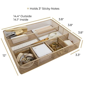 Elegant BLU MONACO Gold Desk Drawer Organizer for Office