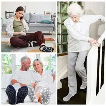 Muezna Non Slip Yoga Socks for Women, Anti-Skid Pilates, Barre, Hospital Socks with Grips, Size 5-10